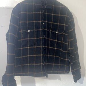 The Kooples Black and Yellow Premium Thick Wool Shacket Size XXL